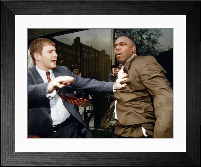 Framed Print : Michael Bentt Boxer fights with Herbie Hide at the press conference for their Title bout