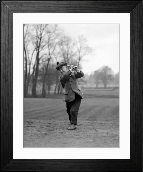 Framed Print : Stage Golf Societys meet at Wimbledon golf course March 1921 Little Tich swings his Framed Print : Stage Golf Societys meet at Wimbledon golf course March 1921 Little Tich swings his