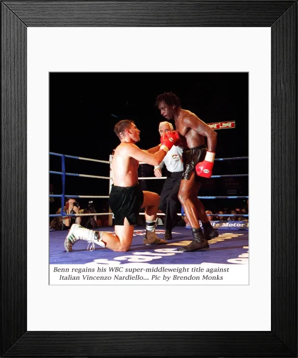 Framed Print : Nigel Benn regained his WBC super middleweight title with a win over Vincenzo Nardiello