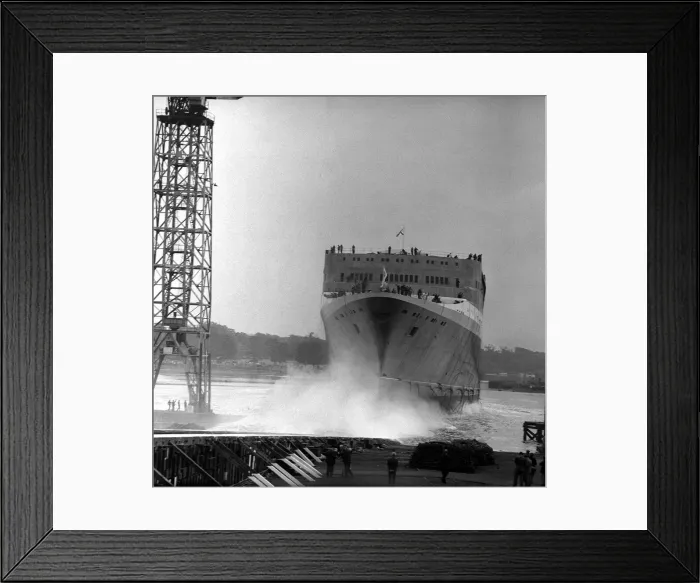 Framed Print : The QE2 ship is launched from the Clyde 1967 where Queen Elizabeth opened Framed Print : The QE2 ship is launched from the Clyde 1967 where Queen Elizabeth opened