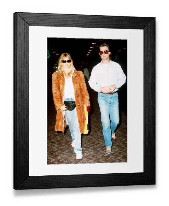 Framed Print : Kurt Russell actor with Goldie Hawn actress at Heathrow Airport DBase MSI Framed Print : Kurt Russell actor with Goldie Hawn actress at Heathrow Airport DBase MSI