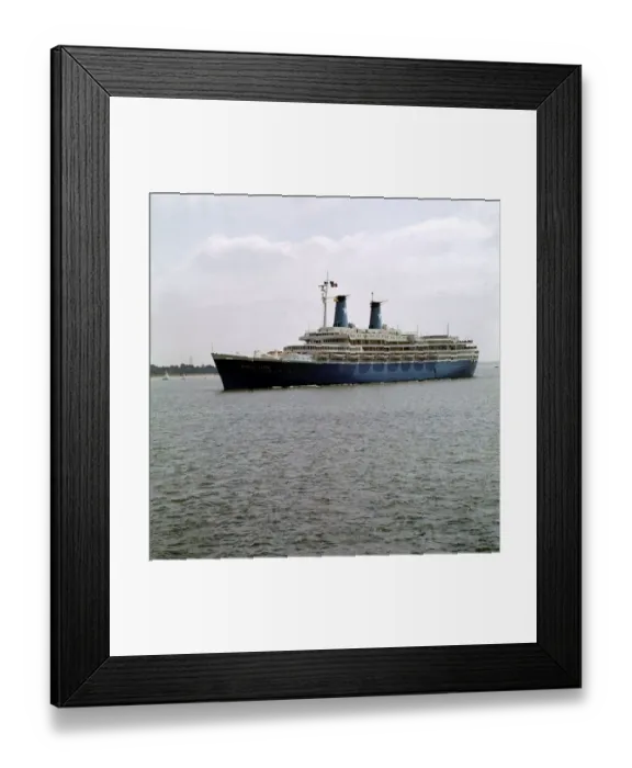 Framed Print : Italian cruise liner the Achille Lauro at Southampton Circa 1975
