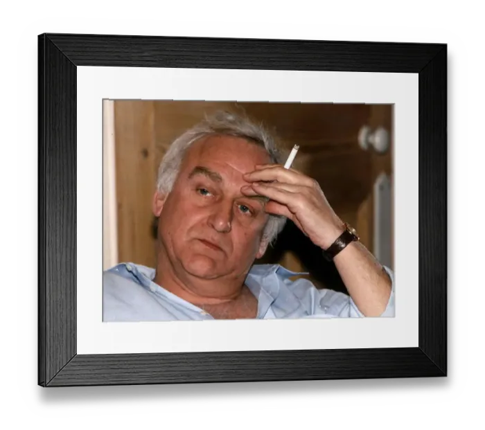 Framed Print : John Thaw actor at home smoking a cigarette, He has starred in such TV programmes
