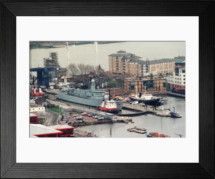 Framed Print : An aerial view showing ships at Naval London Docklands December 1997