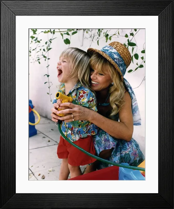 Framed Print : Britt Ekland Film Actress with her son Thomas Jefferson A©Mirrorpix