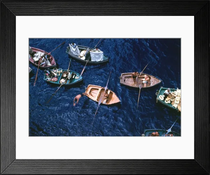 Framed Print : Venders selling their wares from small boats in the harbour at Funchal, Madeira Framed Print : Venders selling their wares from small boats in the harbour at Funchal, Madeira