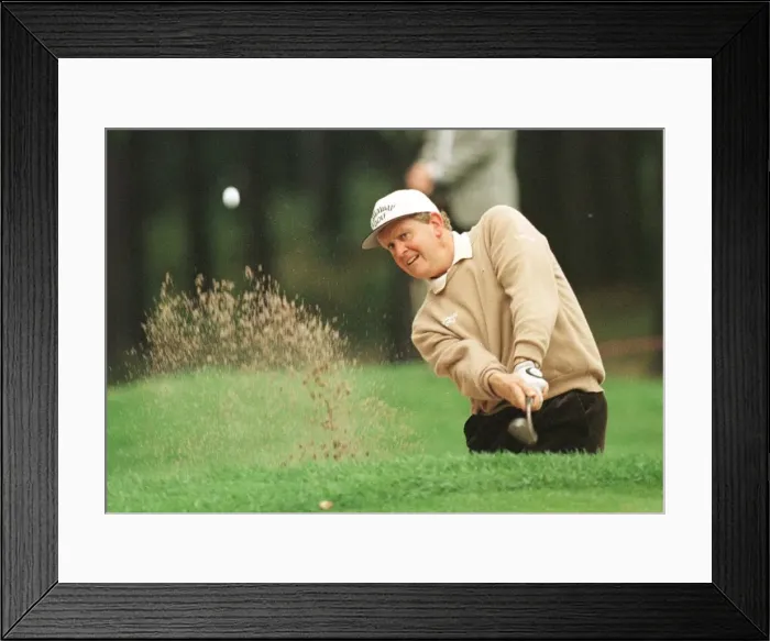 Framed Print : Colin Montgomerie Wentworth World Matchplay 1998 plays out of a greenside bunker