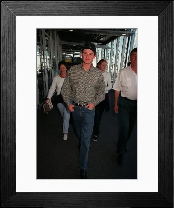 Framed Print : Justin Rose Golf September 1998 Schoolboy golf champion arriving at Heathrow Framed Print : Justin Rose Golf September 1998 Schoolboy golf champion arriving at Heathrow