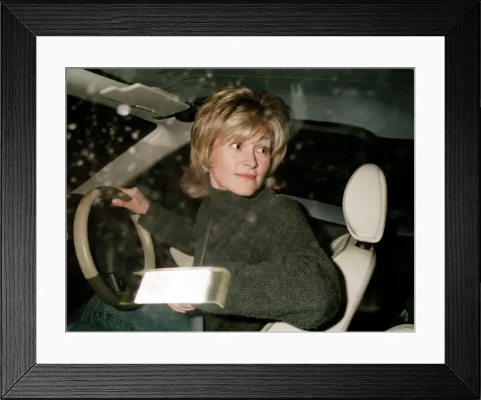 Framed Print : Anthea Turner TV Presenter in her car, seen for the first time after splitting from her Framed Print : Anthea Turner TV Presenter in her car, seen for the first time after splitting from her