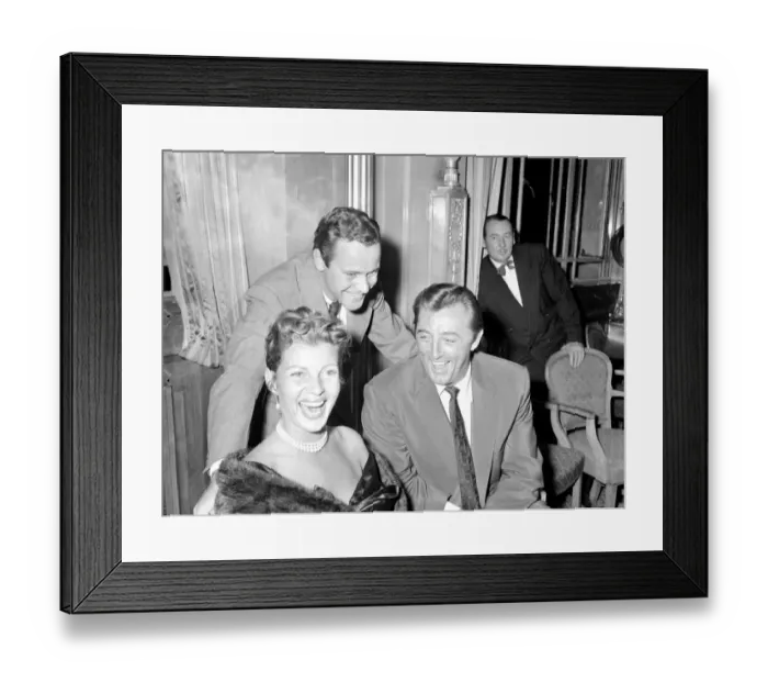 Framed Print : Actor Robert Mitchum at press reception at Dorchester. Jack Lemmon July 1956