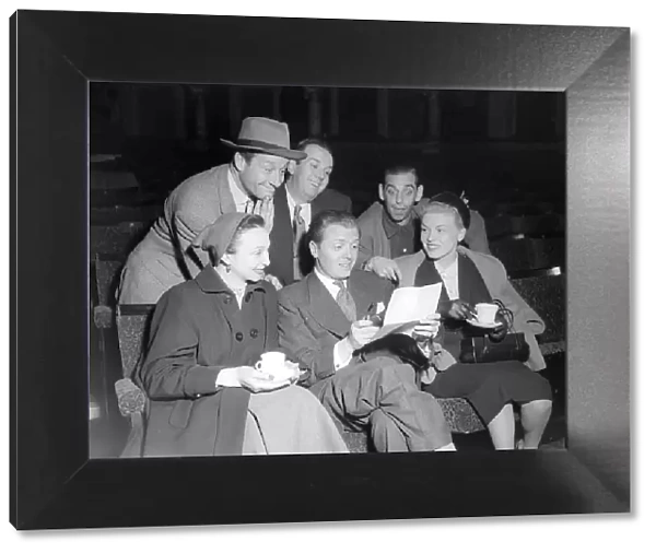 Richard Attenborough, Sept 1952 and the cast rehearsing Sydmouth fund show