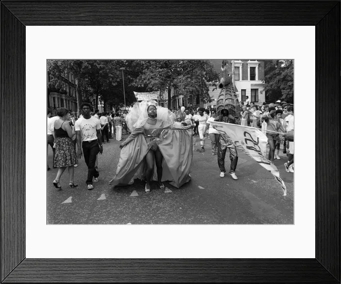 Framed Print : Notting Hill Carnival August 1984 Men, women and children dancing Framed Print : Notting Hill Carnival August 1984 Men, women and children dancing
