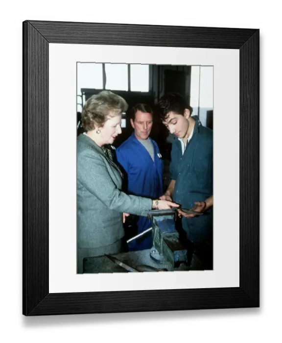 Framed Print : Prime Minister Margaret Thatcher visits Fords Youth Training Centre in Dagenham