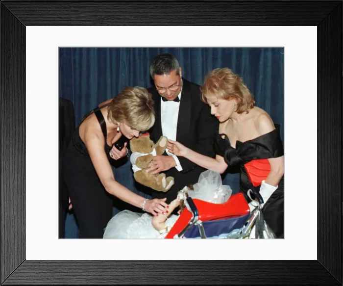 Framed Print : Diana, Princess of Wales accompanied by retired American general Colin Powell