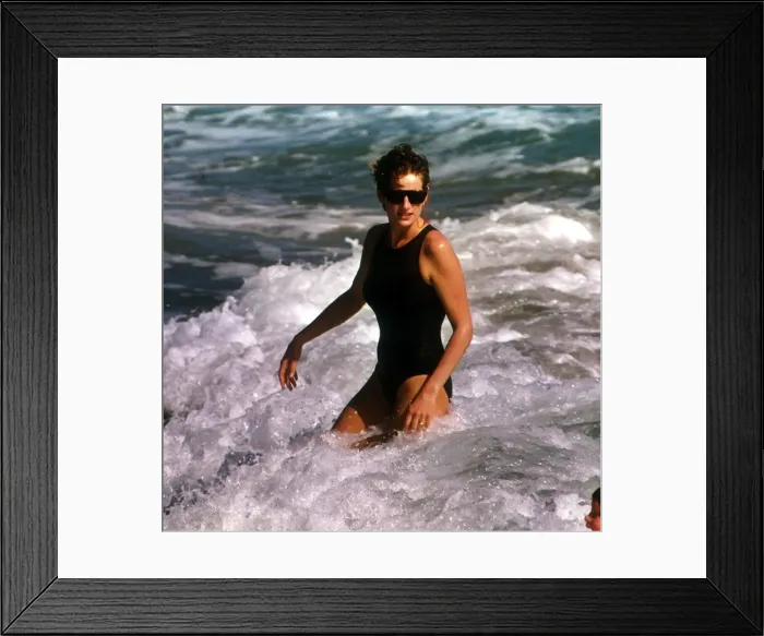 Framed Print : Diana, Princess of Wales in the water at Indian Castle Beach during her Nevis Framed Print : Diana, Princess of Wales in the water at Indian Castle Beach during her Nevis