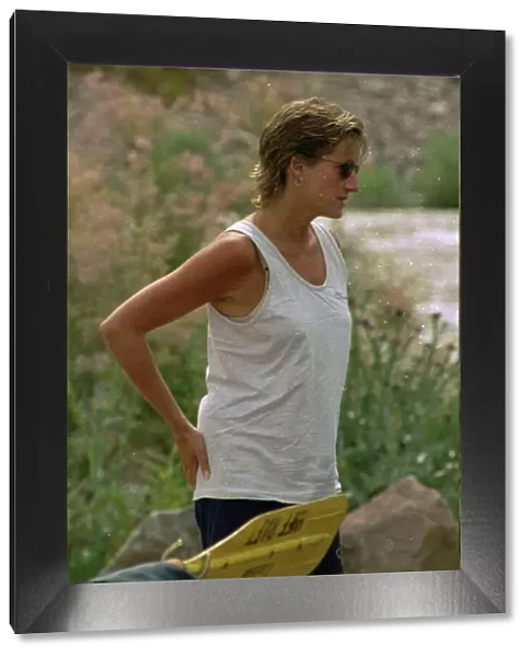 Princess Diana after going white water rafting on the Roaring fork river AKA Colorado