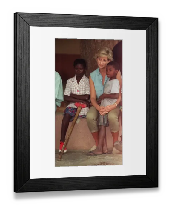 Framed Print : Diana, Princess of Wales four day visit to Angola, the former Portuguese colony torn Framed Print : Diana, Princess of Wales four day visit to Angola, the former Portuguese colony torn