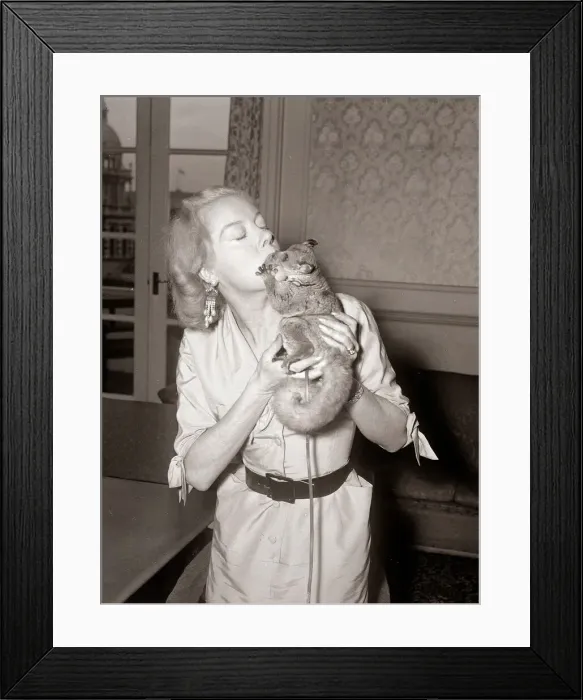Framed Print : Bush Babies at Crystal palace Zoo Woman kissing Bush Baby November 1958