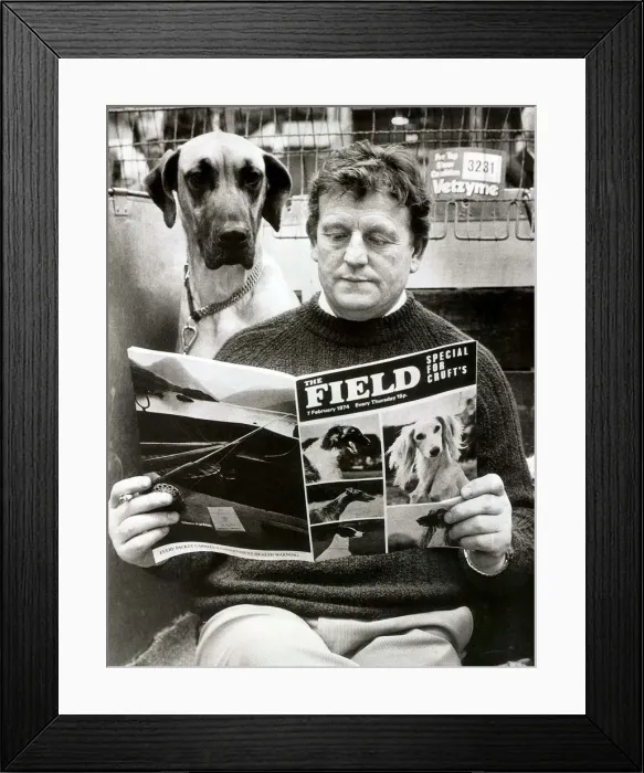 Framed Print : Crufts Dog show opened this morning in Olympia, London. Competitor Thomas Humphrey checks Framed Print : Crufts Dog show opened this morning in Olympia, London. Competitor Thomas Humphrey checks