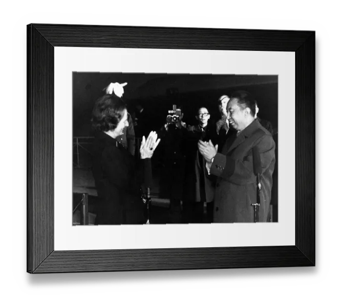 Framed Print : Hua Kuo Feng Chairman of the Chinese Peoples Republic greeting Margaret Thatcher British Framed Print : Hua Kuo Feng Chairman of the Chinese Peoples Republic greeting Margaret Thatcher British