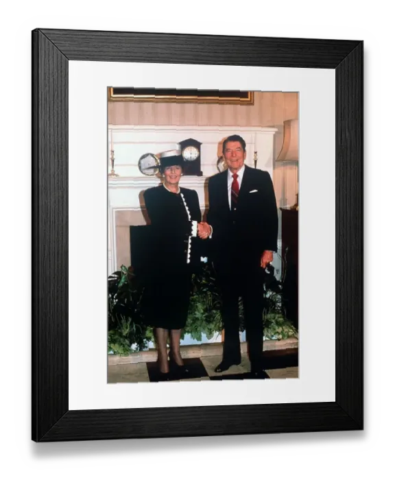 Framed Print : President Ronald Regan June 1988 visit to England with Margaret Thatcher at No