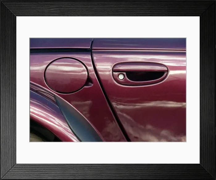Framed Print : Plymouth Prowler October 1998 Detail of pertol filler lid door handle lock Framed Print : Plymouth Prowler October 1998 Detail of pertol filler lid door handle lock