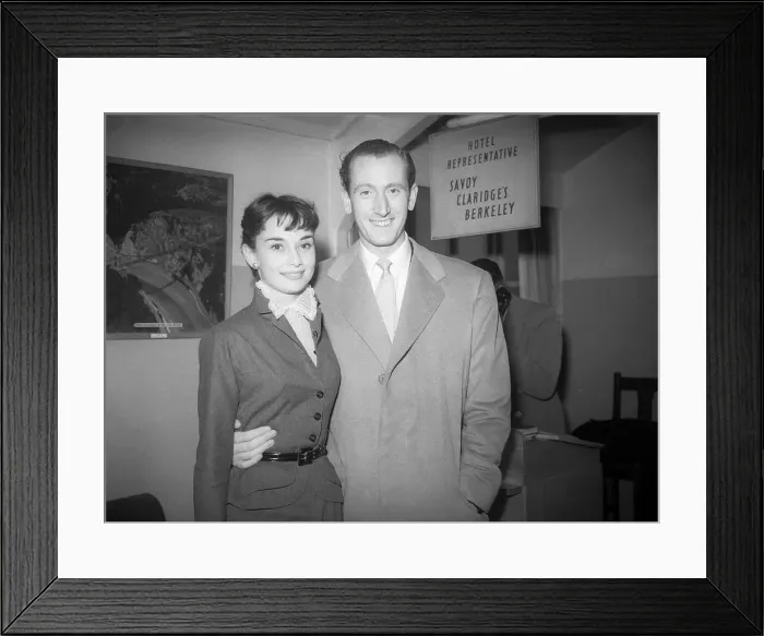 Framed Print : Actress Audrey Hepburn in Northolt with her fiance James Mason September 1952