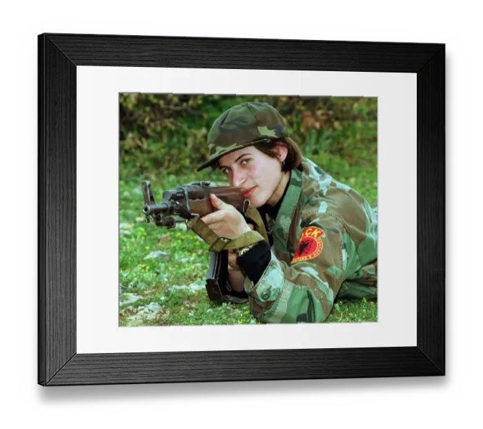 Framed Print : Luljeta Gashi of the Kosovo Liberation Army KLA April 1999 Framed Print : Luljeta Gashi of the Kosovo Liberation Army KLA April 1999