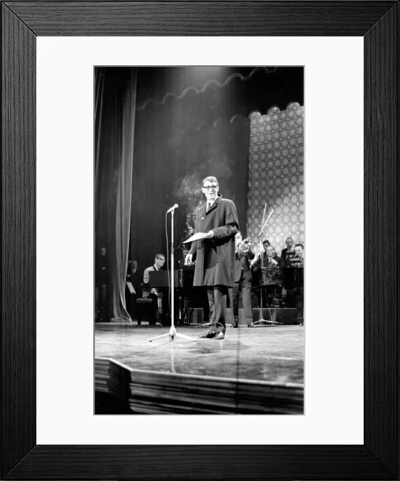 Framed Print : Actor Peter O Toole at Stars Shine for Jack Hylton holding a cigarette on stage Framed Print : Actor Peter O Toole at Stars Shine for Jack Hylton holding a cigarette on stage