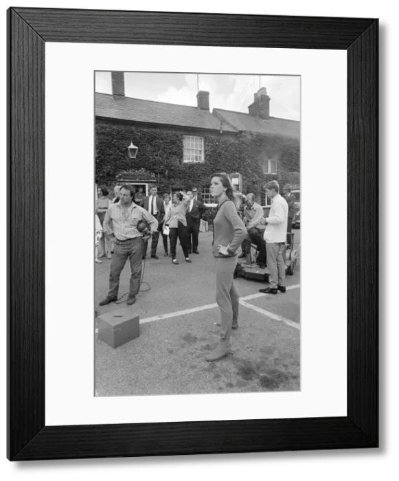 Framed Print : Diana Rigg during the filming of The Avengers at Aldbury Framed Print : Diana Rigg during the filming of The Avengers at Aldbury