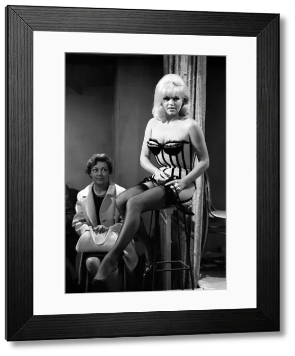 Framed Print : Diana Dors as a stripper on the set of the 1968 television series The Inquisitors October Framed Print : Diana Dors as a stripper on the set of the 1968 television series The Inquisitors October