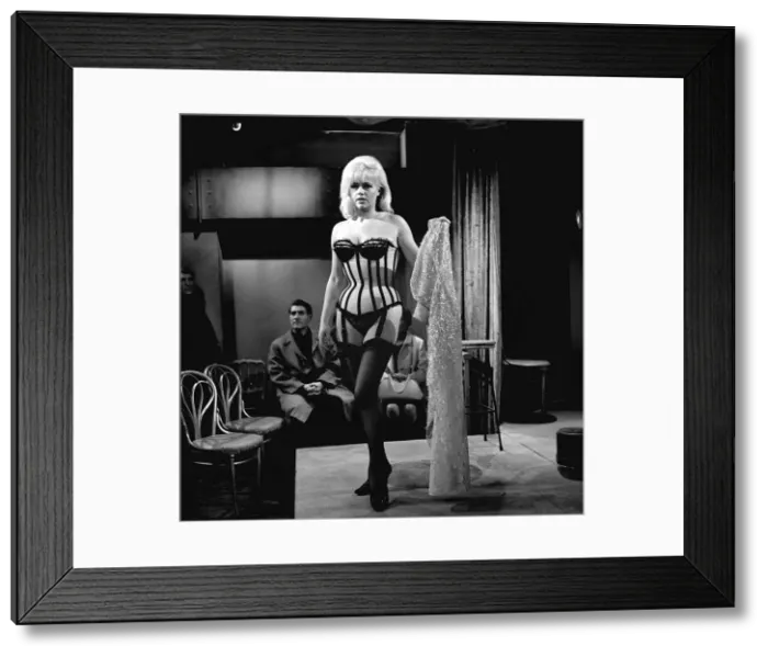 Framed Print : Diana Dors as a stripper on the set of the 1968 television series The Inquisitors October Framed Print : Diana Dors as a stripper on the set of the 1968 television series The Inquisitors October