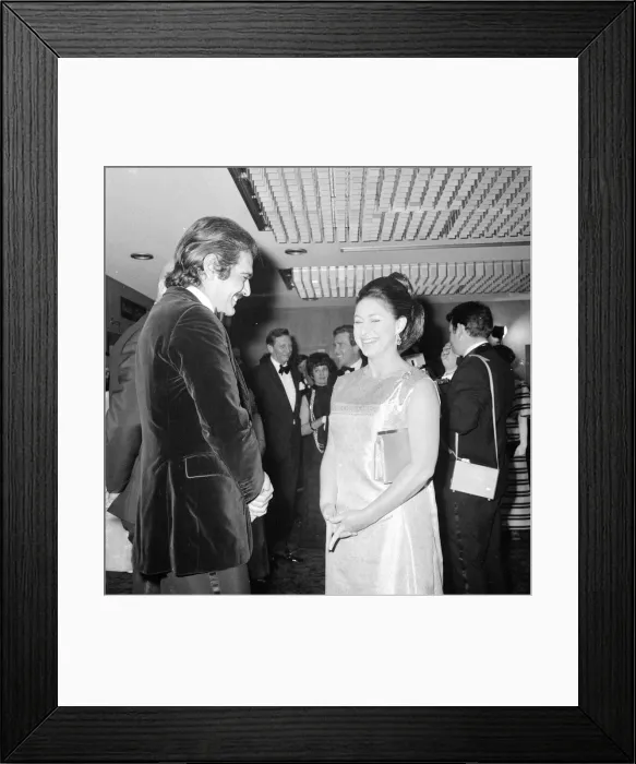 Framed Print : Omar Sharif with Princess Margaret at the premier of MacKennas Gold Framed Print : Omar Sharif with Princess Margaret at the premier of MacKennas Gold