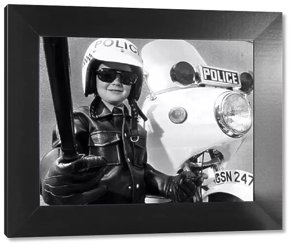 Children - Boys Young Hugh Keith, dressed up as motor bike Police Patrolman