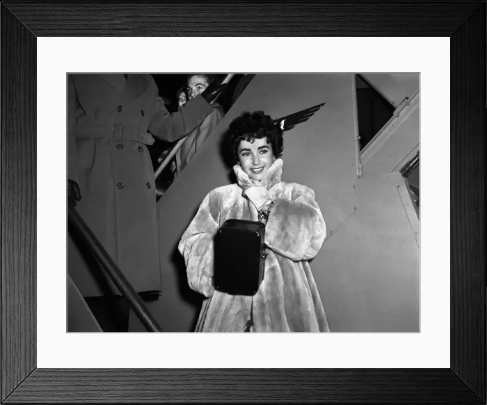 Framed Print : Elizabeth Taylor on arrival at the London Airport with Michael Wilding February Framed Print : Elizabeth Taylor on arrival at the London Airport with Michael Wilding February
