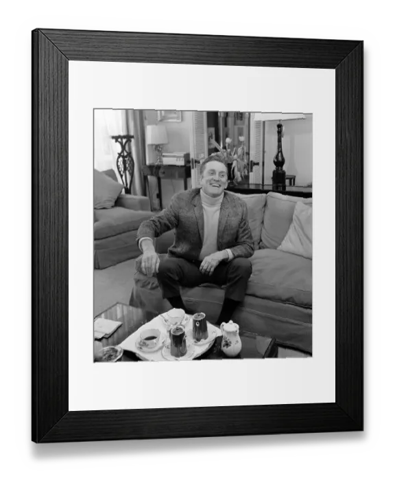Framed Print : Kirk Douglas March 1965 Film star actor at the Dorchester Hotel, London
