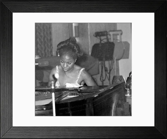 Framed Print : Nina Simone June 1965 Jazz singer Pictured preforming at Annies Club - on stage playing