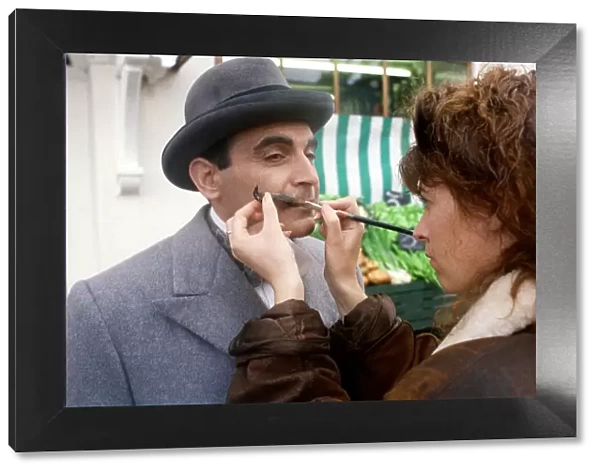David Suchet Actor has his moustache adjusted while on the set of the TV programme Poirot