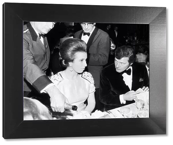 Princess Anne with Actor Roger Moore at a Wildlife Fund Gala November 1970