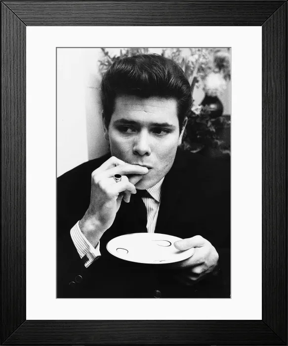 Framed Print : Cliff Richard Actor / Singer holding plate eating Framed Print : Cliff Richard Actor / Singer holding plate eating