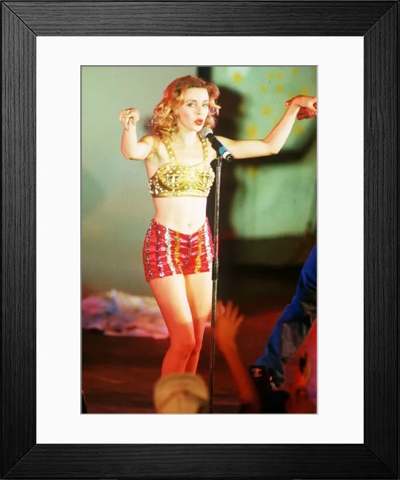 Framed Print : Kylie Minogue actress & singer at her first British pop concert at Hammersmith Palais