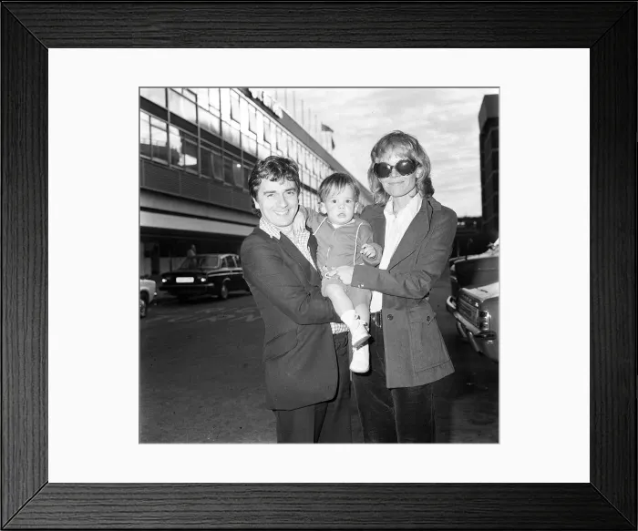 Framed Print : Actor Dudley Moore with wife and son July 1977