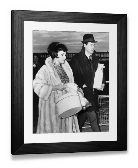 Framed Print : Roger Moore Actor at London Airport with friend Luisa Mattiolli Framed Print : Roger Moore Actor at London Airport with friend Luisa Mattiolli