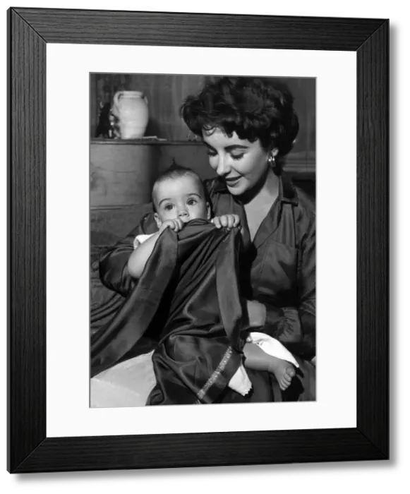 Framed Print : Elizabeth Taylor Actress with her baby son Michael September 1953 Framed Print : Elizabeth Taylor Actress with her baby son Michael September 1953