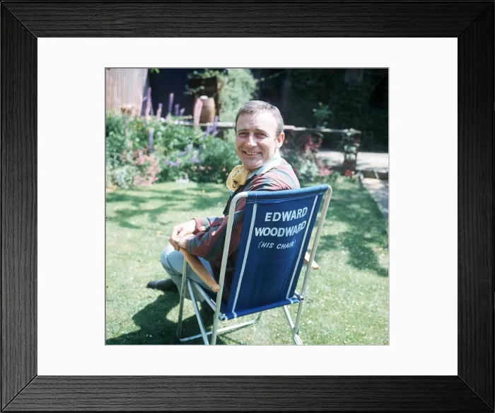 Framed Print : Edward Woodward actor sits in garden June 1970 Dbase MSi Framed Print : Edward Woodward actor sits in garden June 1970 Dbase MSi