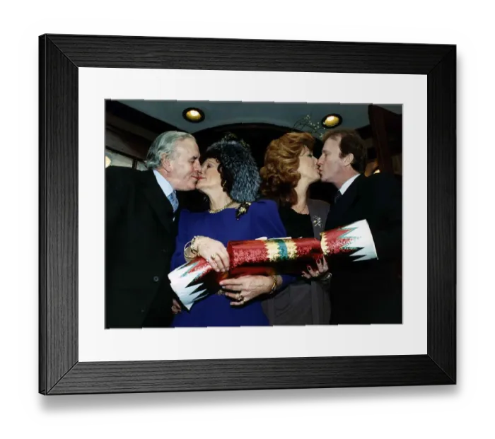 Framed Print : George Cole actor with his wife and Rula Lenska actress Framed Print : George Cole actor with his wife and Rula Lenska actress