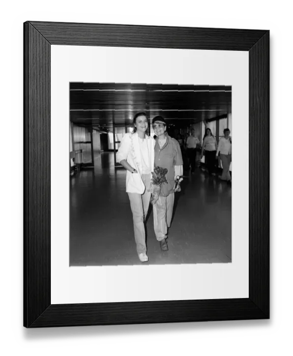 Framed Print : Deanna Jurgens with actress mother Eva Bartok at London airport MSI Framed Print : Deanna Jurgens with actress mother Eva Bartok at London airport MSI