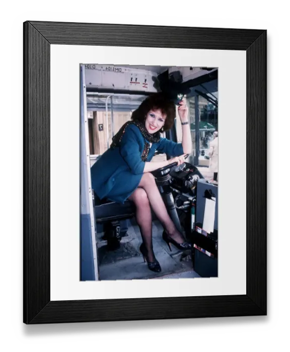 Framed Print : Actress Anita Dobson launches new London sight-seeing bus June 1986 Framed Print : Actress Anita Dobson launches new London sight-seeing bus June 1986