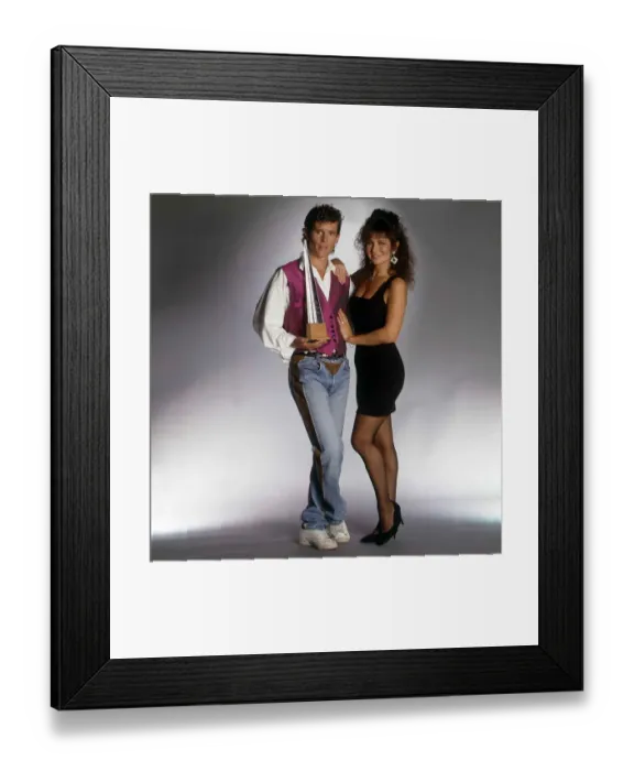 Framed Print : Jonathan Morris the actor with Linda Lusardi - August 1989 Dbase msi