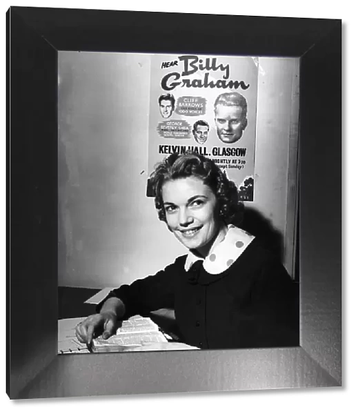 Joan Winmill Actress and convert to the Billy Graham Crusade March 1955